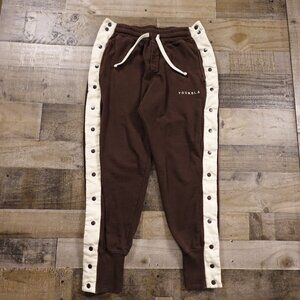 YoungLA‎ 90s Tear Away Joggers Men’s XL Brown Cream Snap Track Pants 28” Inseam